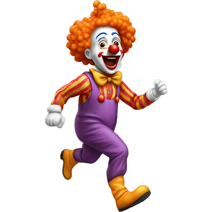 Running clown with funny face emoji
