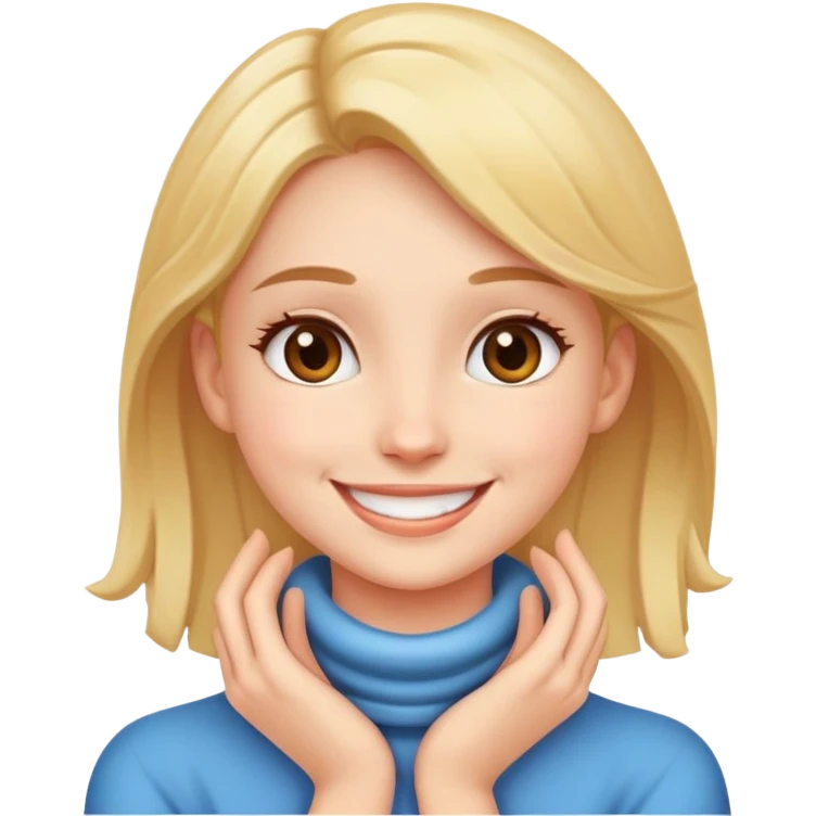 girl hands around her neck smiling emoji