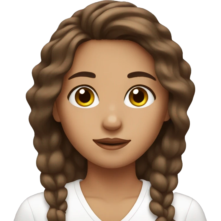 Brown haired girl doing skincare  emoji
