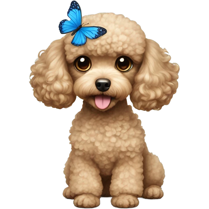 Toy poodle with blue butterfly  emoji