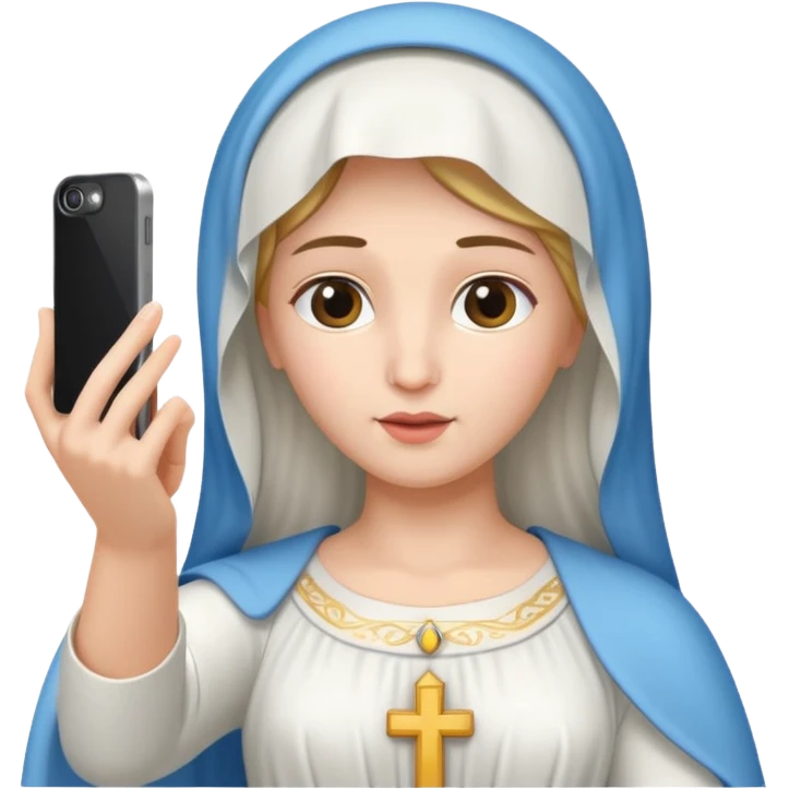 emoji della madonna vestita di BIANCO  con SCATTA UN SELFIE
 emoji
