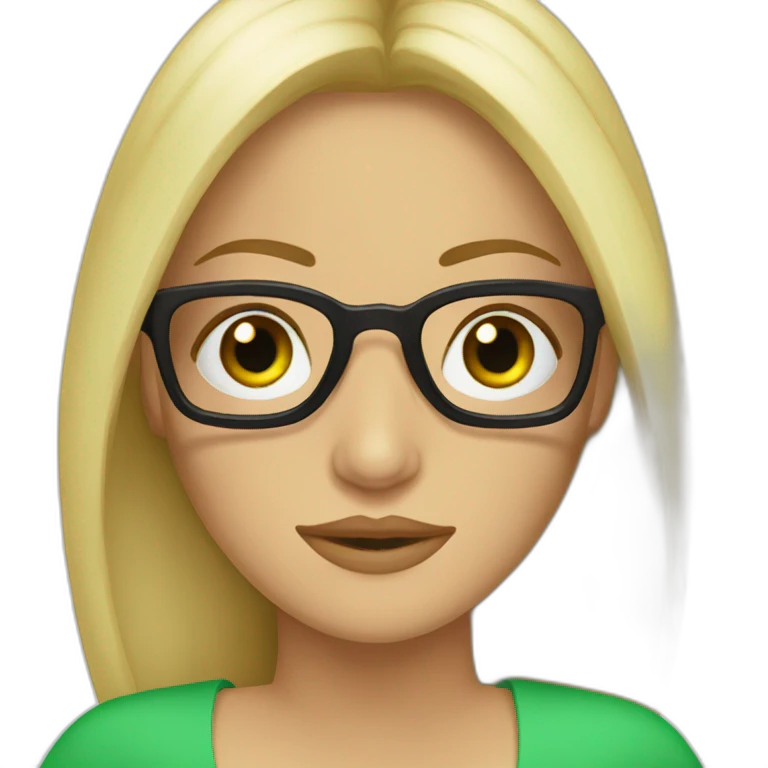 rubia ojos verdes gafas bruja emoji