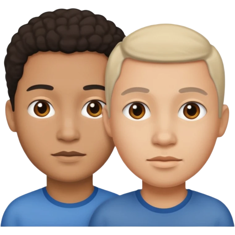 person 1 body with 2 heads  different races emoji