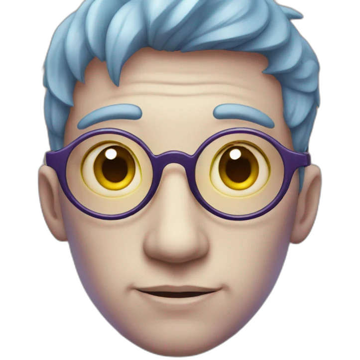 An alient with four eyes, a big yellow head that had red, purple and light blue highlights emoji