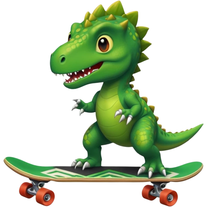 Dinosaur on a skateboard emoji