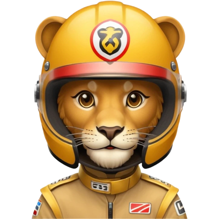 Lion with racing helmet potrait  emoji