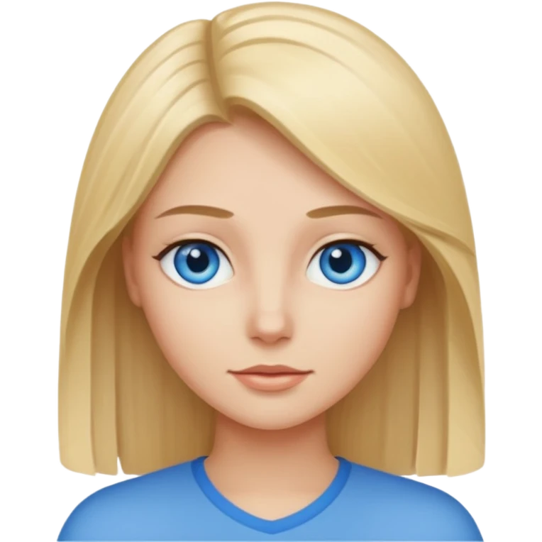 straight blondish brunette hair with blue eyes emoji