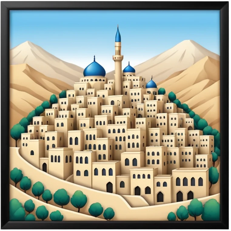 little city and many, small, ordinary, simple, home, Iranian-style, 1980  emoji