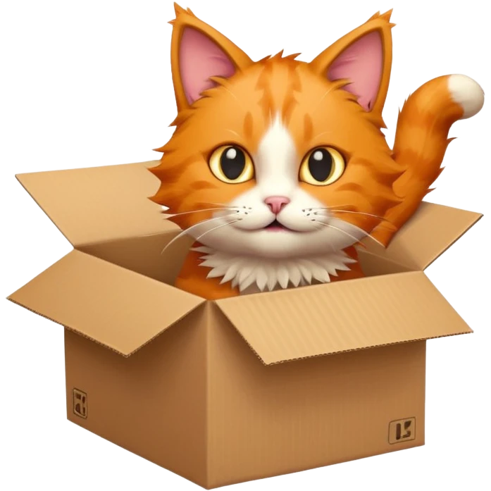 The cat jumps into the box. The head of the cat faces the box, the viewer sees the back of the cat emoji