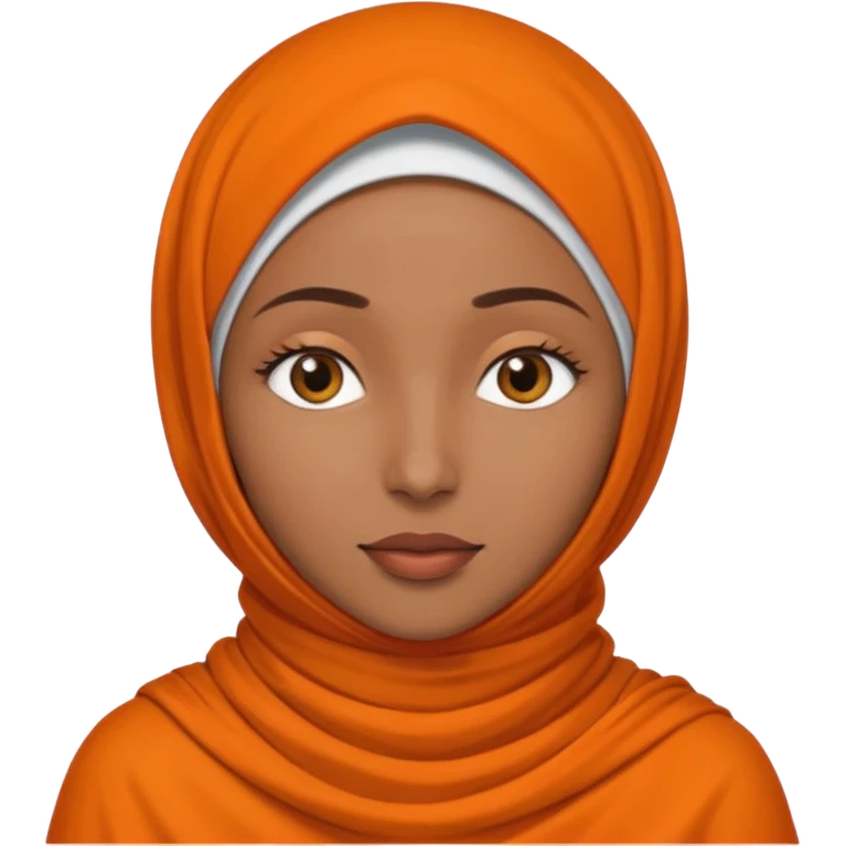 brown skin woman with orange hijab head and neck only emoji