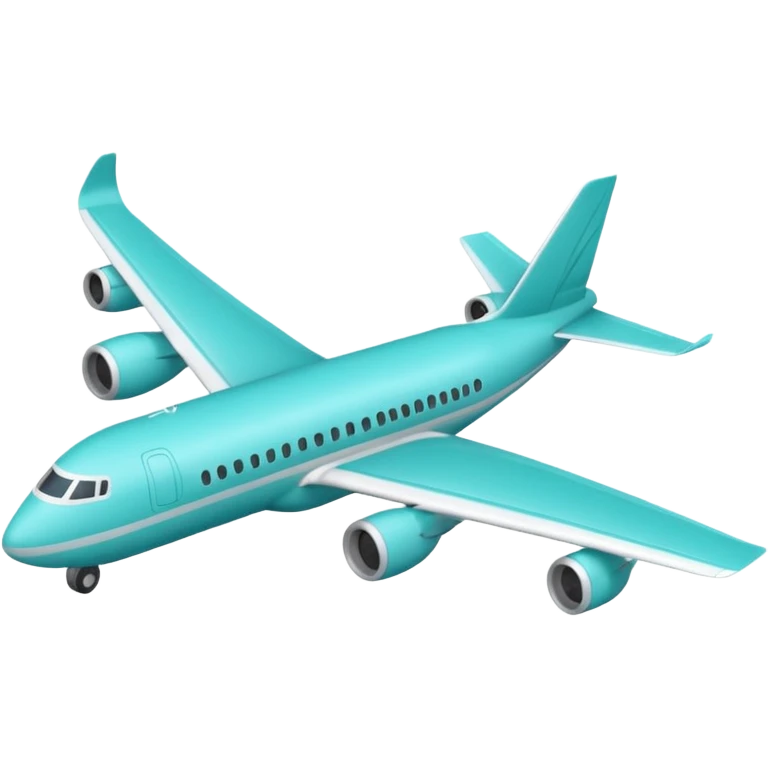 Minimalist outline airplane with elegant wings, monoline icon, thin contour lines, no fill, transparent background, vector style, premium travel emoji, aqua teal #40B2D6 outline, 512x512 emoji