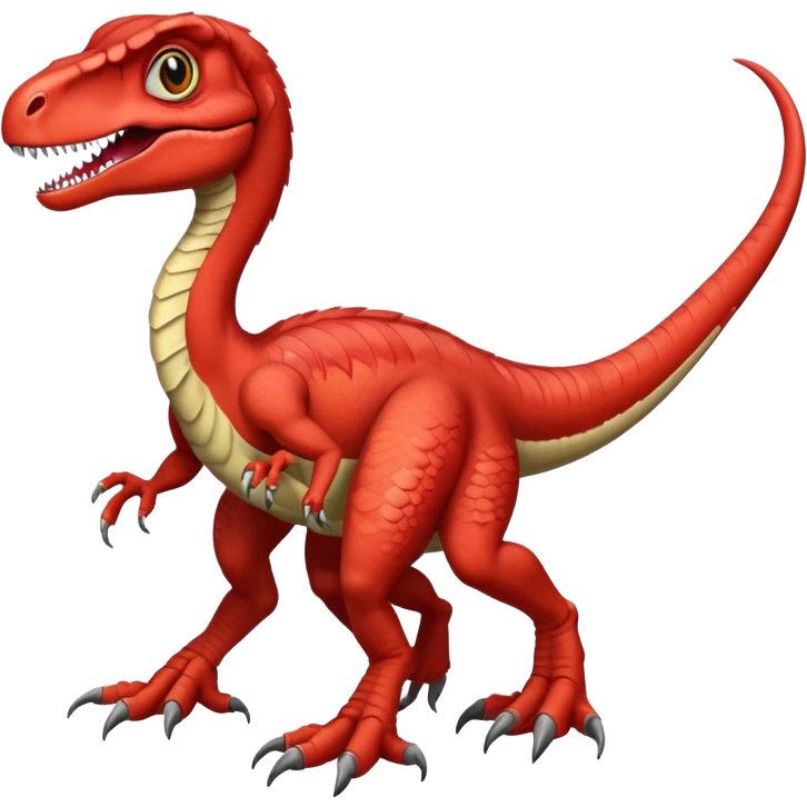 Red velociraptor with 2 legs 2 arms and 1 tail  emoji
