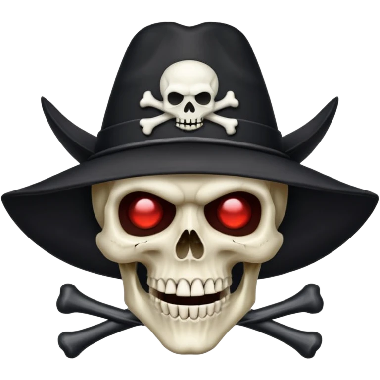 A skull and crossbones wearing a triangular vampire hunter hat. emoji