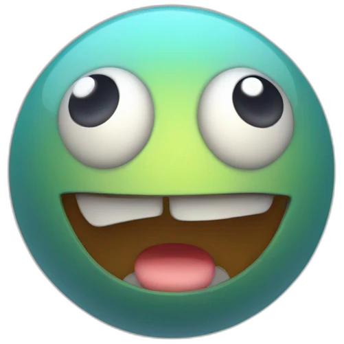 3d sphere with a cartoon gamy skin texture with big calm eyes emoji