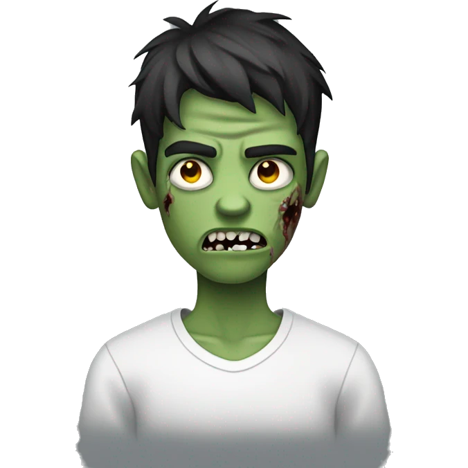 teen boy zombie with dark hair and white shirt emoji