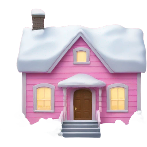 Pink house with snow emoji