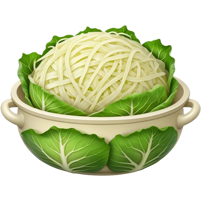 Cinematic Realistic Sauerkraut Dish Emoji, depicted as a tangy, fermented cabbage dish rendered with vibrant textures and natural, appetizing lighting. emoji