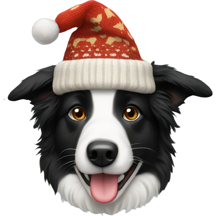 Realistic Border Collie wearing christmas Sweater  emoji