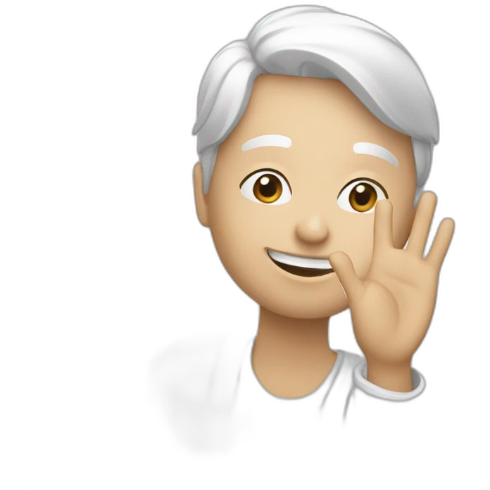 Une personne blanche avec la main levée qui fait une signe ok emoji