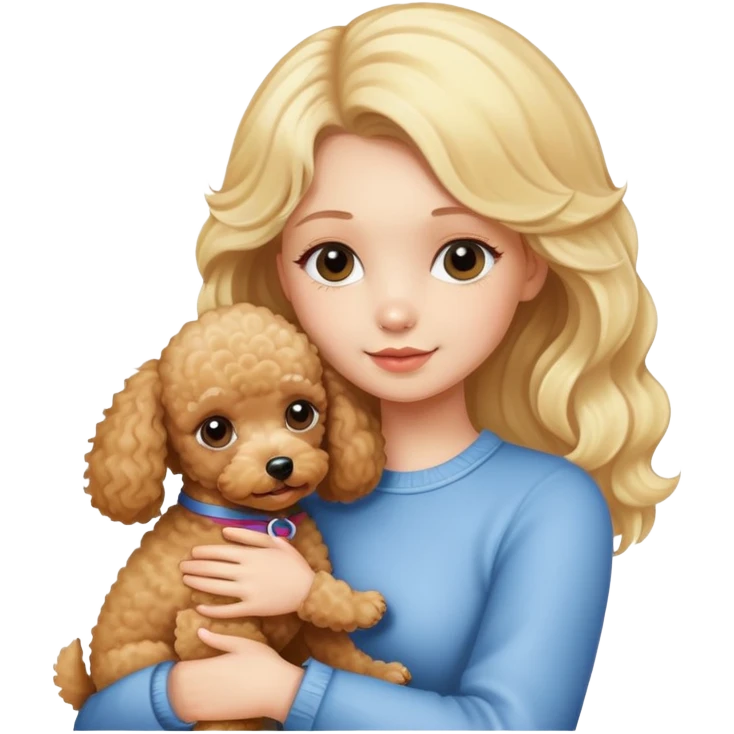 Blonde girl hugging her toy poodle emoji