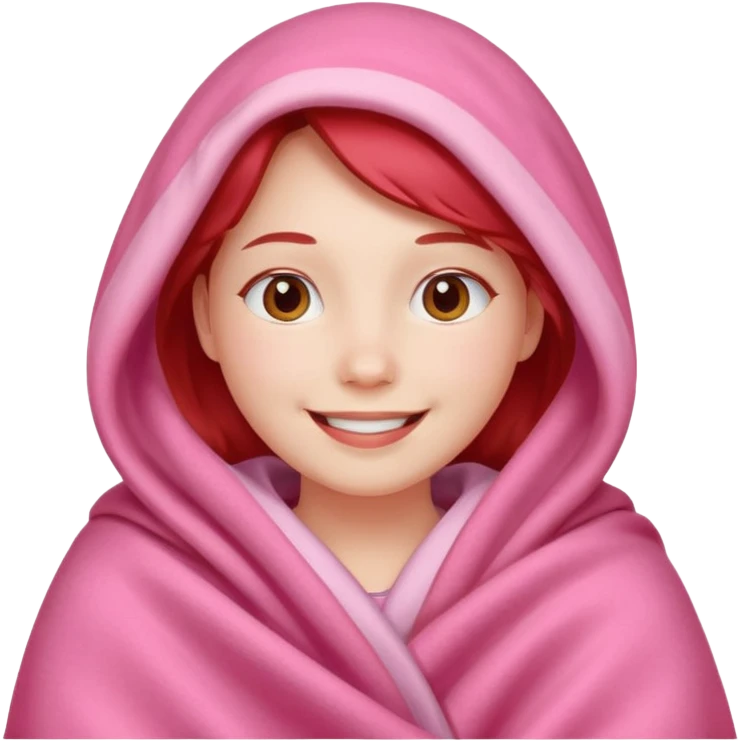happy smile emoji red cheeks in pink blanket  emoji