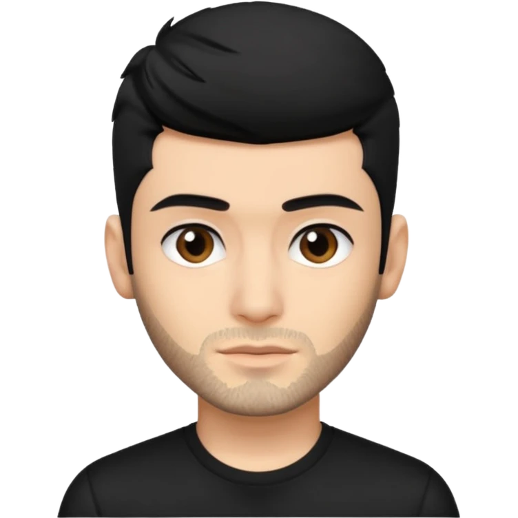 Zayn Malik with black hair and shirt emoji