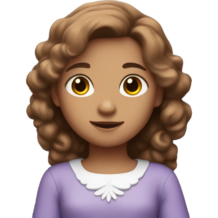 An angel with white wings and brown hair wearing a purple dress emoji