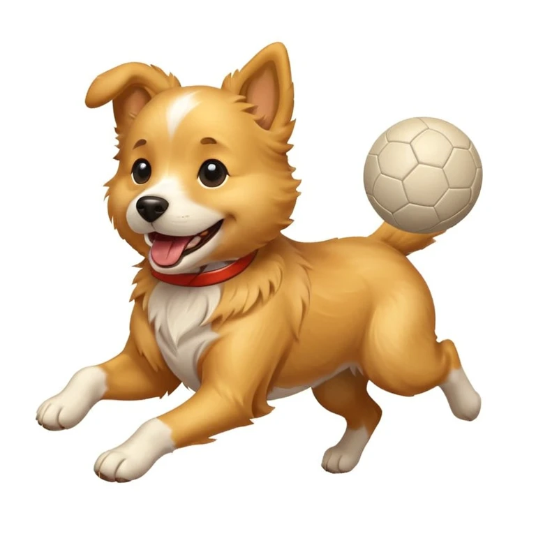 happy dog running after ball emoji