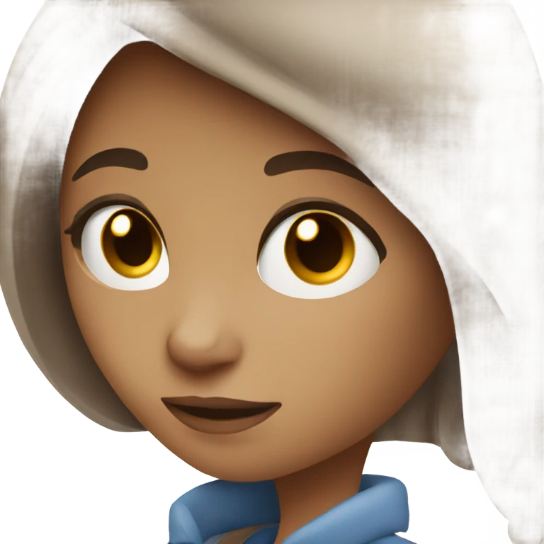 Girl with brown hair and blue eyes texting lover  emoji