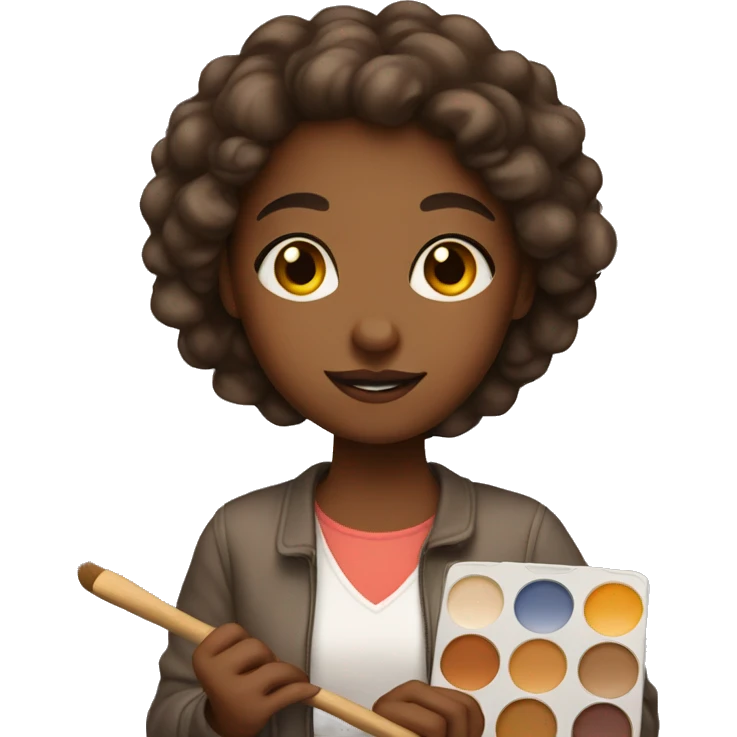 brown artist girl holding a palette emoji