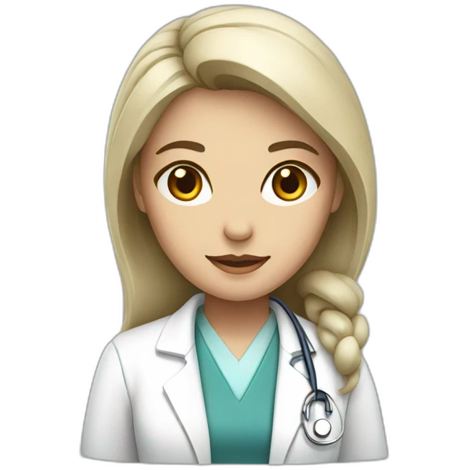a female doctor in a white coat emoji
