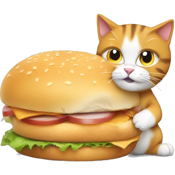 Cat eating a chicken sandwich  emoji