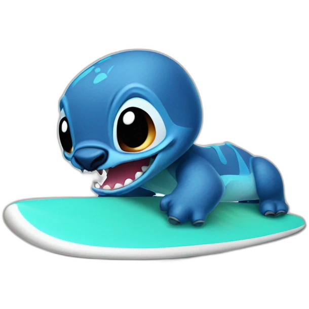 stich qui fait du surf emoji