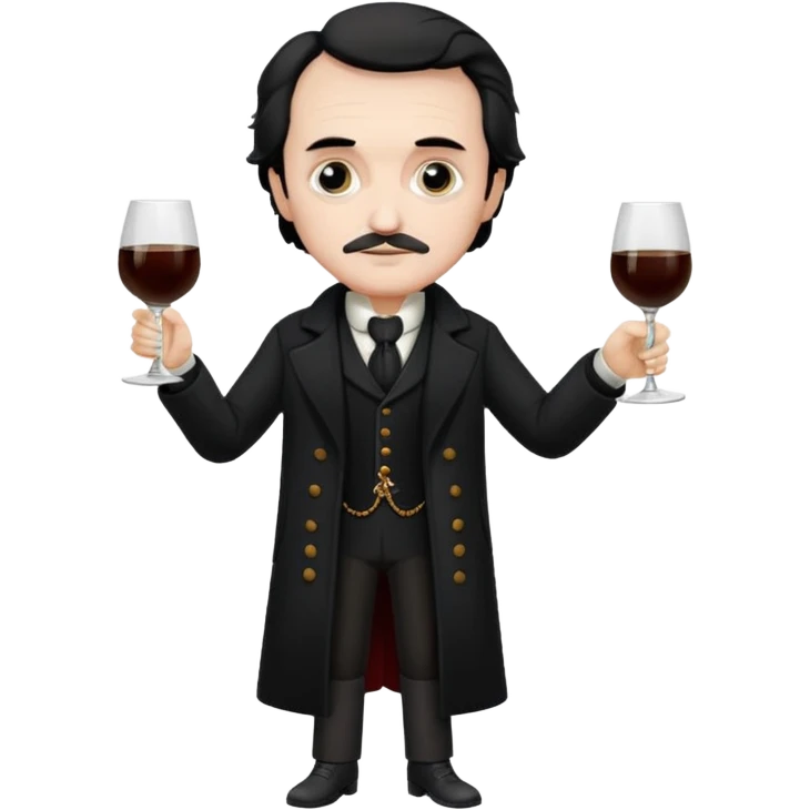 edgar allan poe at christmas full body holding a glass of amantillado emoji