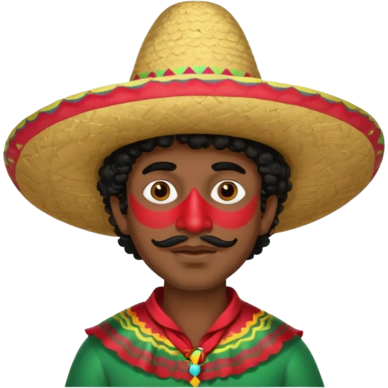 painted face mexican theme, curly hair, male emoji
