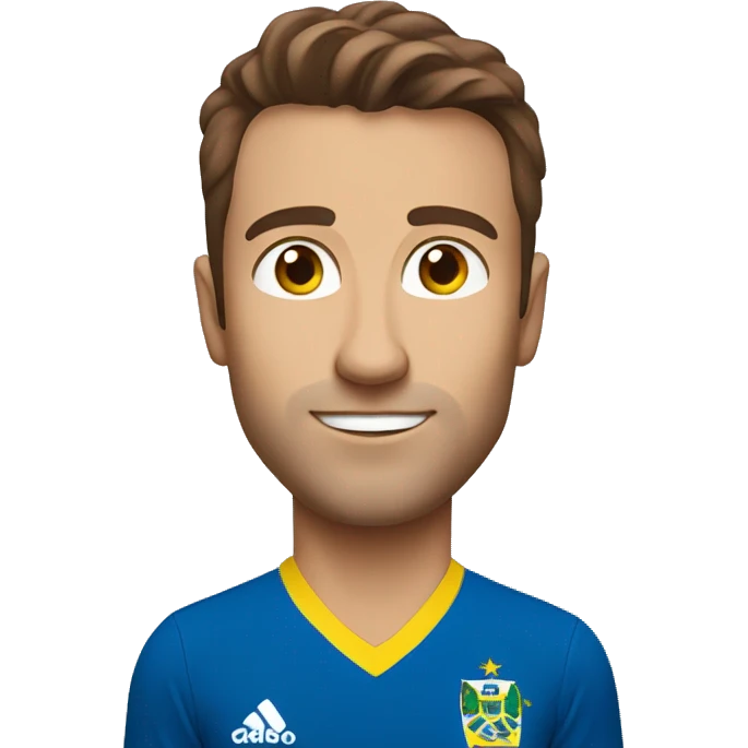 A white man with brown hair wearing a Brazilian national team shirt looking forward for profile photo emoji