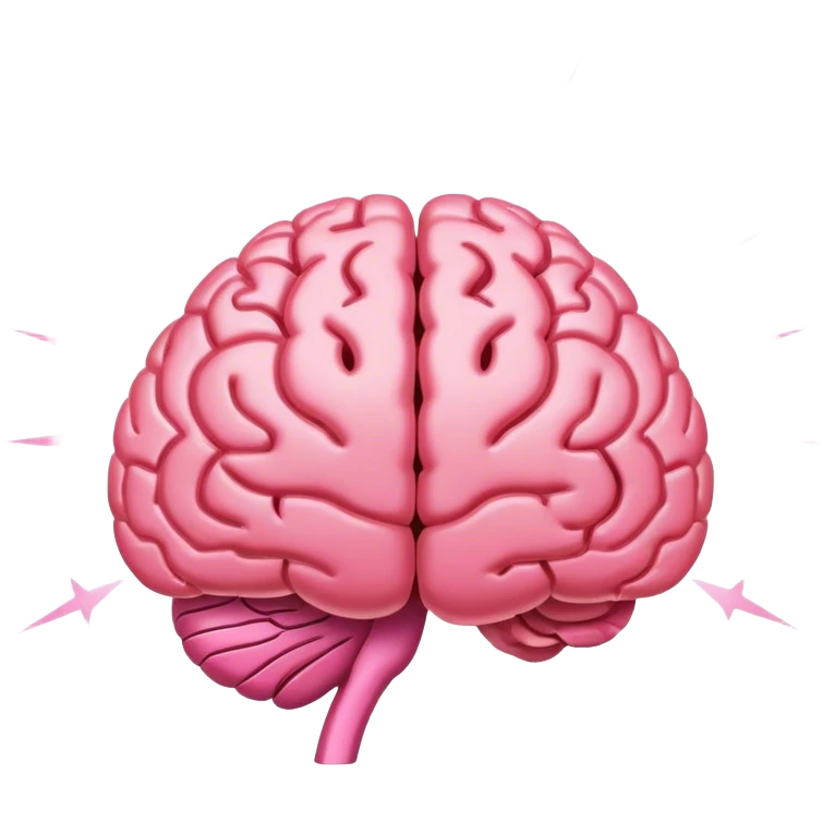 A ** pink human brain** with a energy energy beam of light thought around it s... radiating loving thoughts while it rewires itself hearts  emoji