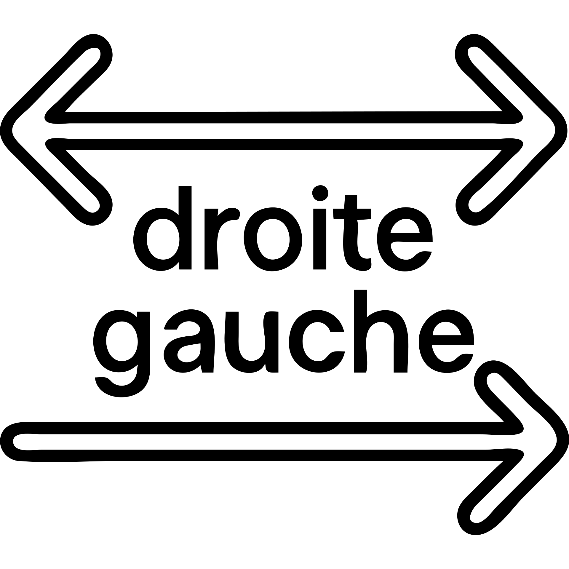 Directional arrows pointing right and left with "droite gauche" text emoji