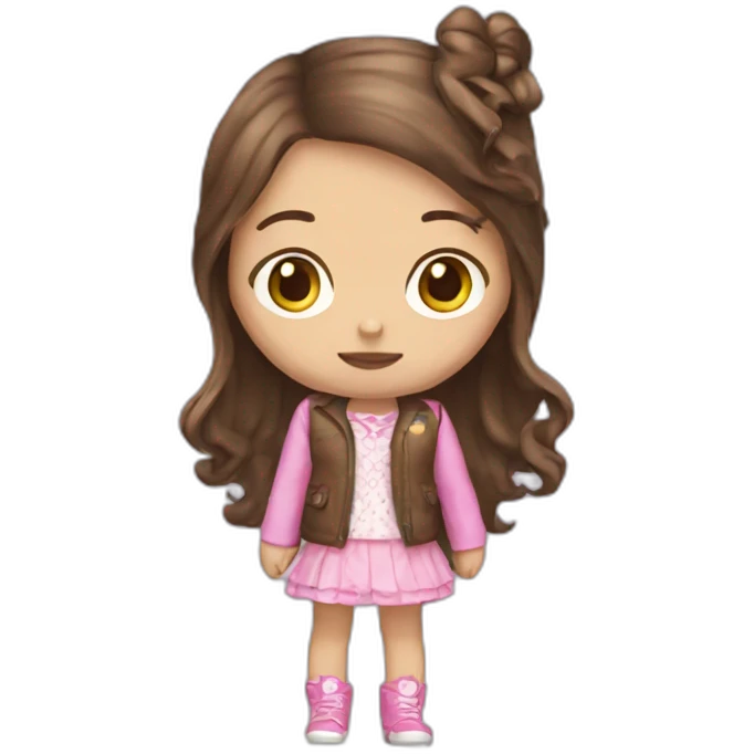 Brown hair girl with long hair disguised in hellokitty emoji