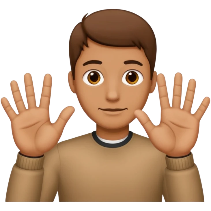 Man with 6 on one hand and 7 on other  emoji