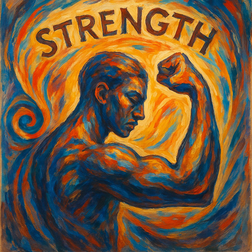 visual interpretation of the concept of strength, creative and artistic emoji