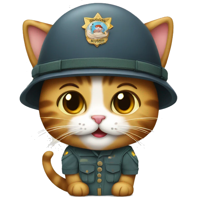 Kitty wears soldier clothes and eating ice cream  emoji