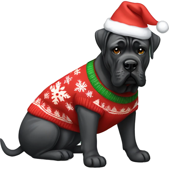 Cane corso wearing christmas Sweater  emoji