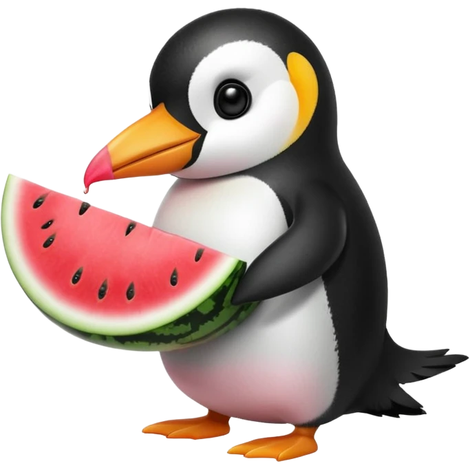 penguin who is eating watermelon emoji