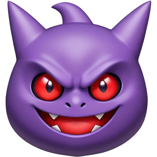 Gengar, the purple ghost Pokemon with red eyes and a mischievous grin emoji