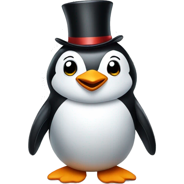 Penguin with top hat emoji