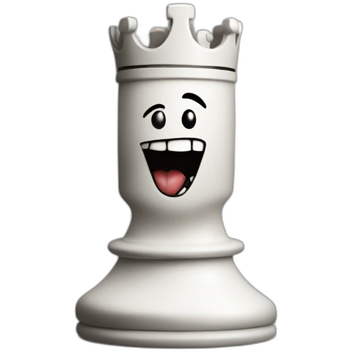 chess piece Queen white with war wounds with smiley face emoji
