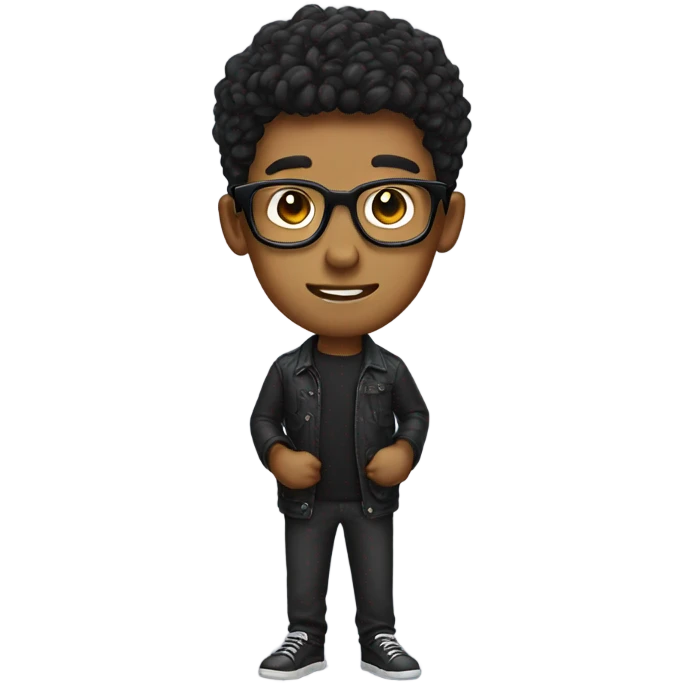 Boy with black glasses and ice spice hair on their phone emoji