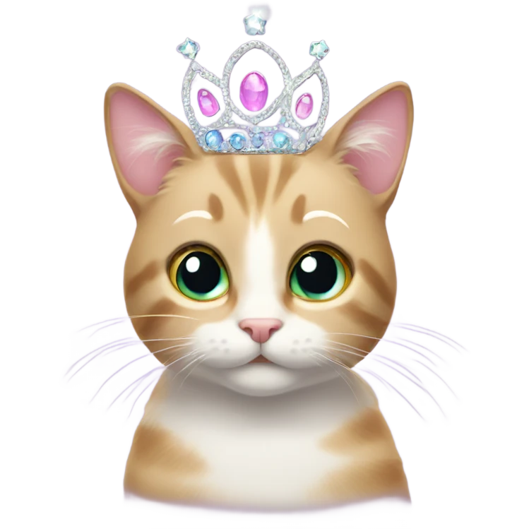 Cat wearing a tiara with sparkles and glow emoji