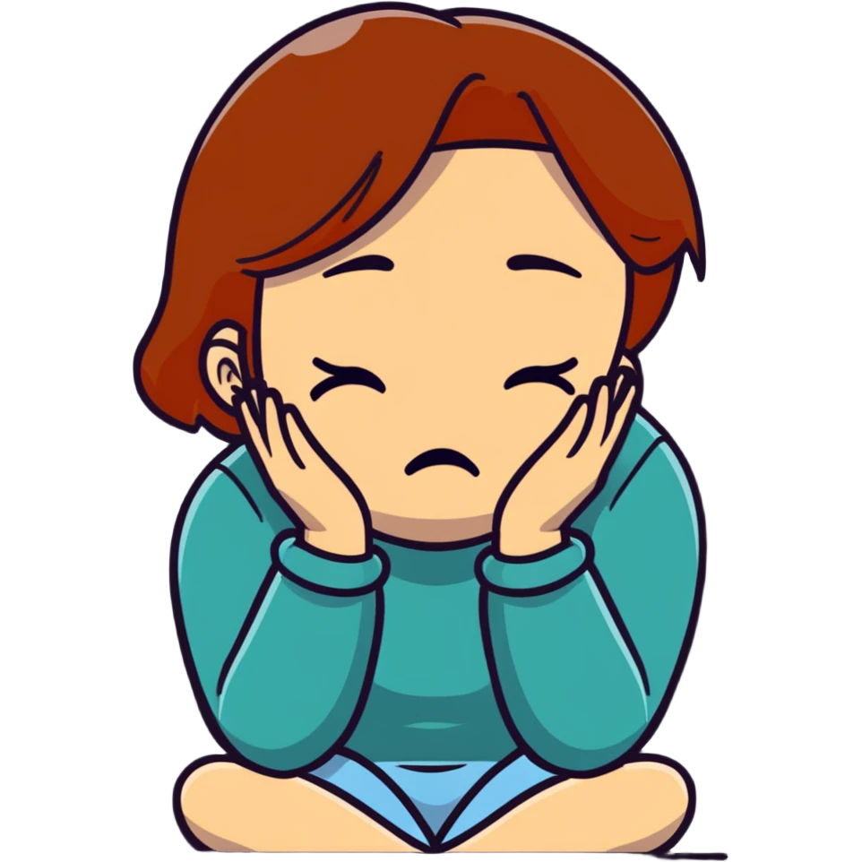 woman sitting and crying covering her face with her arms emoji